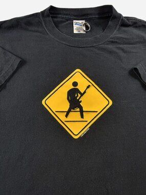 vintage y2k Living Epistles skater band black tee with yellow graphic